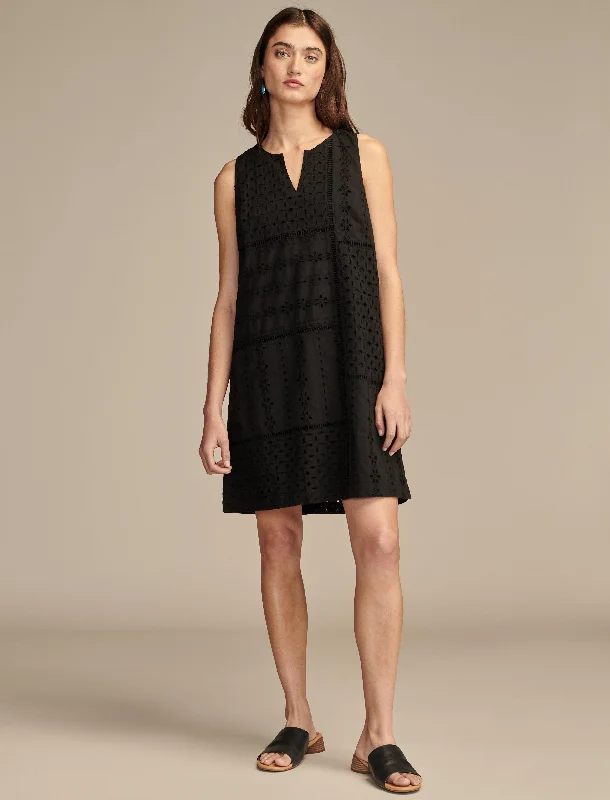 Graceful Cut Lucky Brand Women's Eyelet Mix Shift Mini Dress