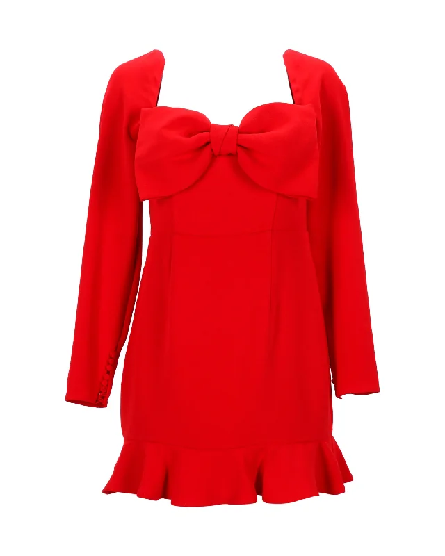 Summer Fashion Self-Portrait Bow Mini Dress in Red Polyester