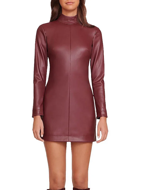 Spring Fling Sale Womens Faux Leather Short Mini Dress