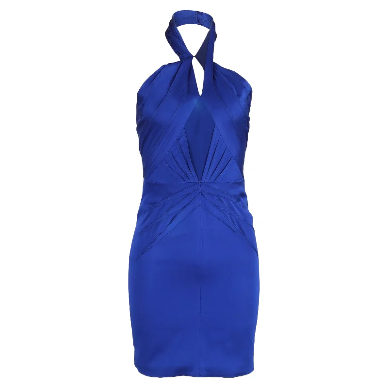 Formal Outfit Zac Posen Halter Mini Dress in Blue Satin