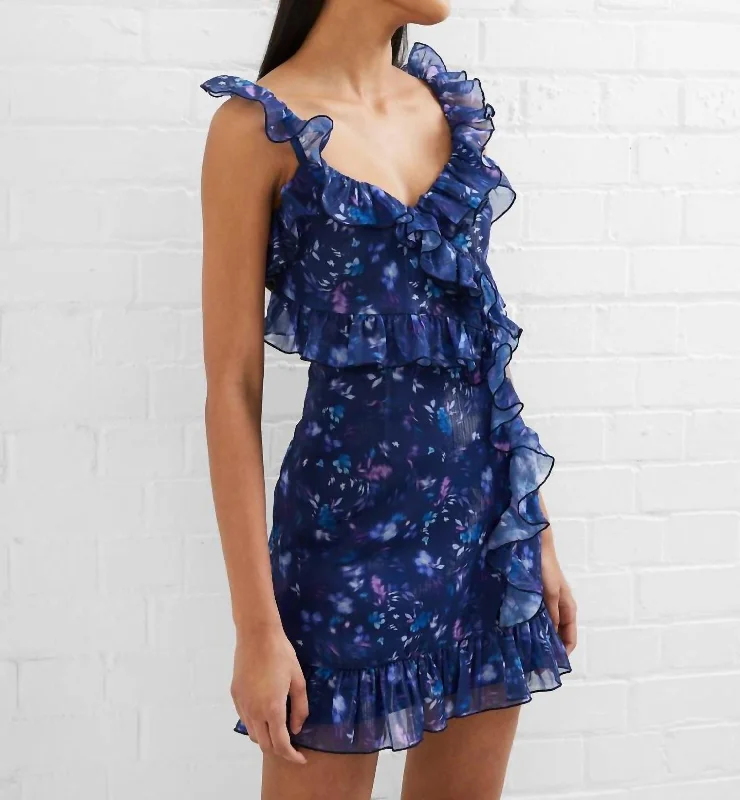 Big Savings Aden Bai Sheen Frill Cami Mini Dress In Blue Depths