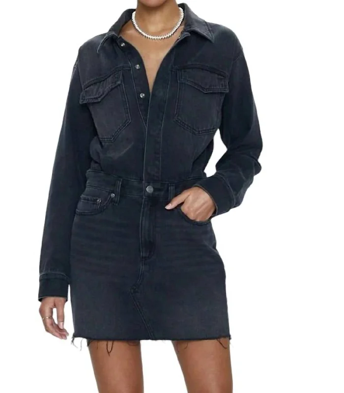 Chic Sophistication Nina Long Sleeve Mini Dress In Station