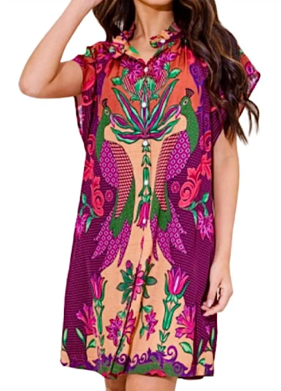 Feminine Allure Margot Mini Dress In Peacock Bloom