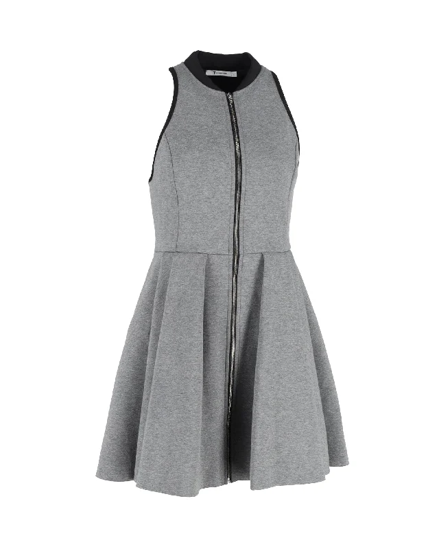 Effortless Style T by Alexander Wang Halter Mock Neck Mini Dress in Grey Cotton