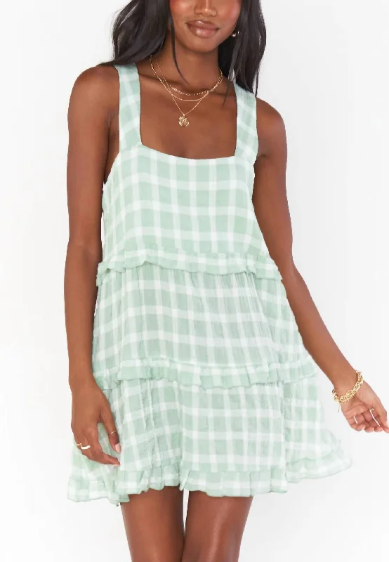 Limited Quantities Napa Mini Dress In Green Plaid