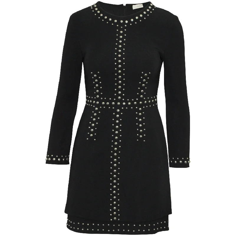 Feminine Allure A.L.C. Madison Studded Cocktail Mini Dress in Black Viscose