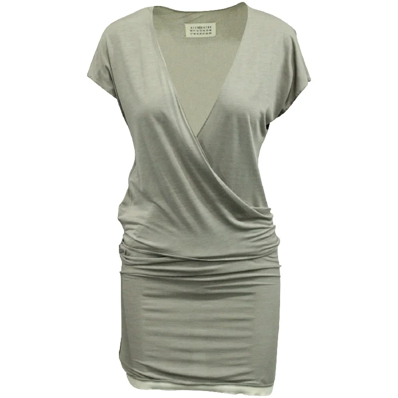 Modern Glamour Maison Margiela Wrap Mini Dress in Grey Viscose