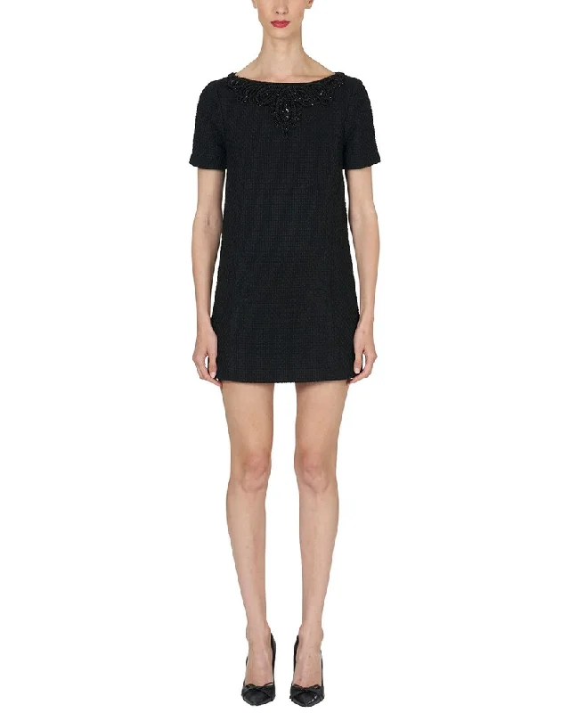 Effortless Comfort Carolina Herrera Boat Neck Shift Mini Dress