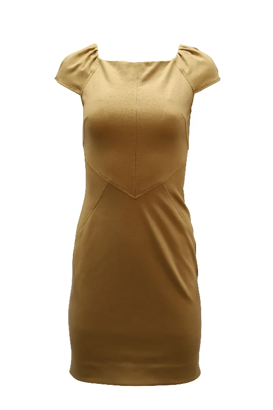 Sleek Design Diane Von Furstenberg Sheath Mini Dress in Brown Wool