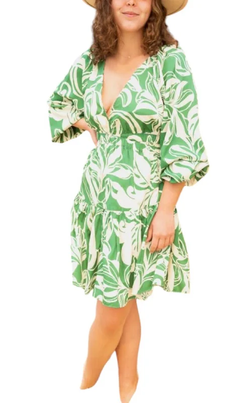 Graceful Cut Vega Mini Dress In La Palma Green