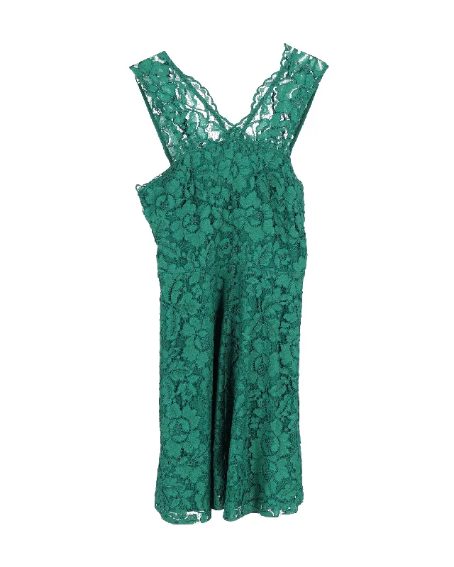 Artful Design Sandro Paris Riviera Lace Mini Dress in Green Rayon