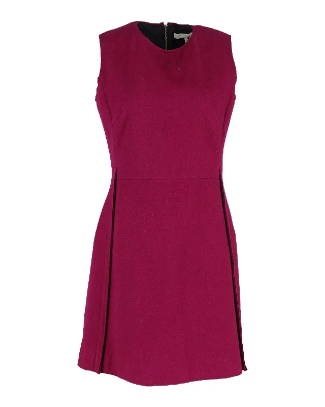 Graceful Cut Victoria Beckham Sleeveless Mini Dress in Red Violet Wool