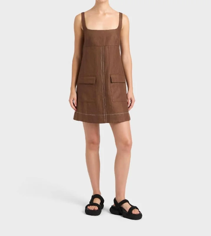 Feminine Allure Varenna Mini Dress In Cocoa