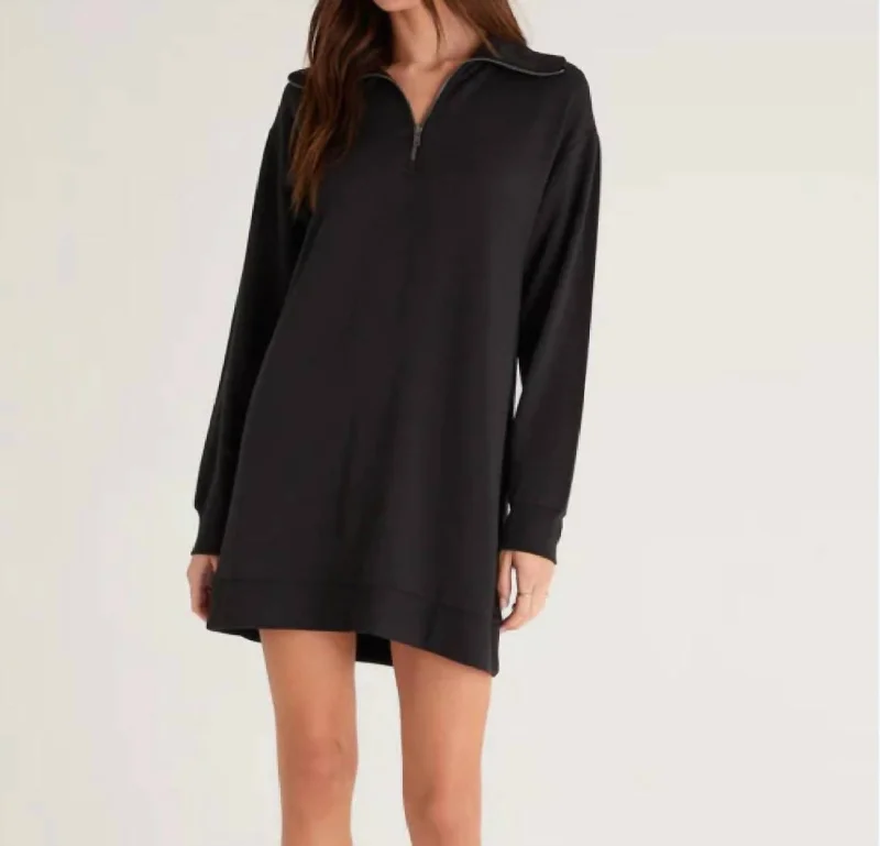 Anniversary Sale Abigail Half Zip Mini Dress In Black