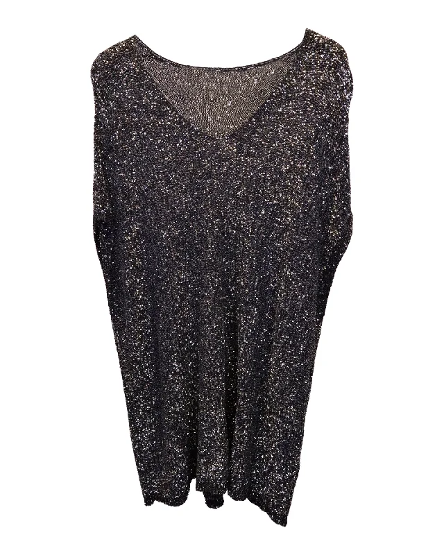 Boho Chic Saint Laurent Embellished Mini Dress in Black Sequin