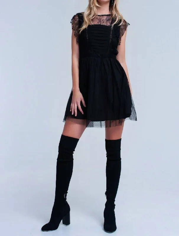 Latest Trends Lace Mini Dress In Black