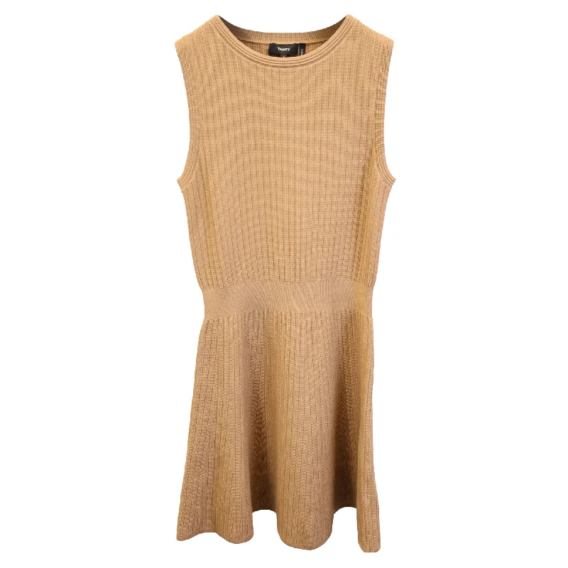 Artful Design Theory Sleeveless Knitted Mini Dress in Beige Cotton