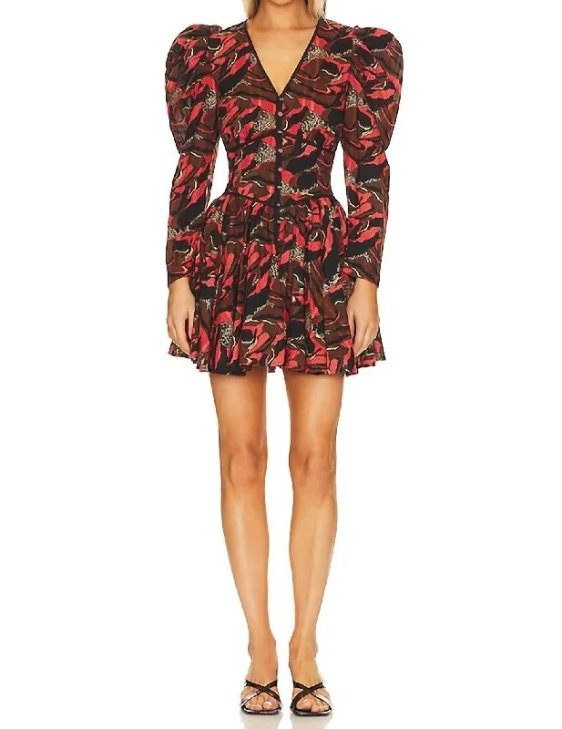 Flowing Silhouette Reagen Mini Dress In Canyon