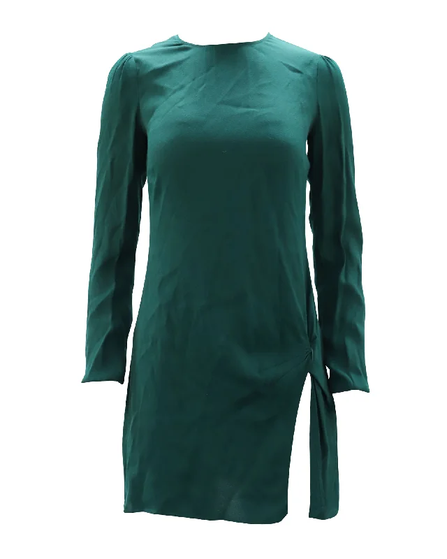 Elegant Attire Reformation Crew Neck Mini Dress in Green Viscose