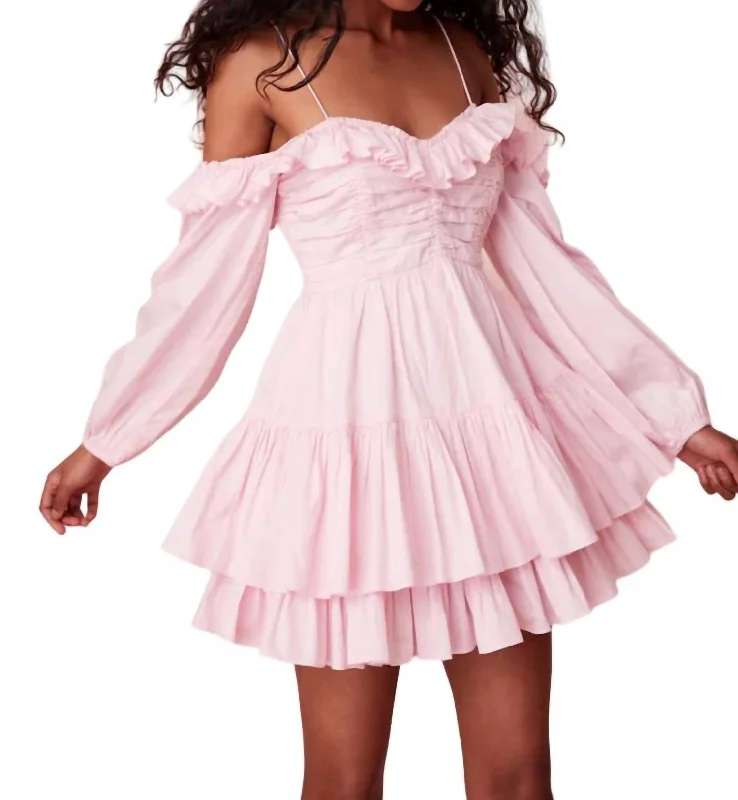 Zennia Off The Shoulder Mini Dress In Pink Lotus