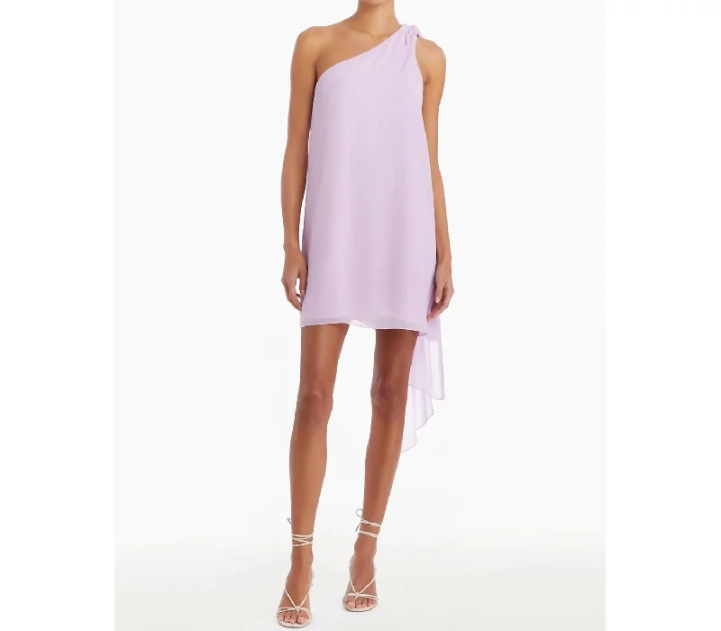 Romantic Flair Elisa One Shoulder Mini Dress In Purple