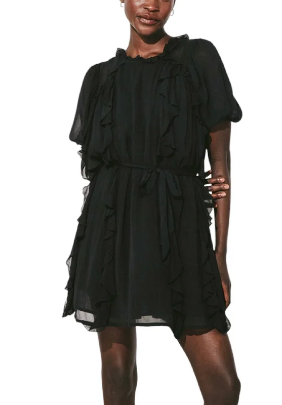 Seasonal Trend Wallis Solid Chiffon Mini Dress In Blk