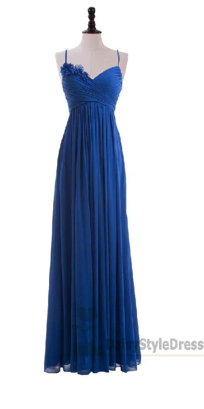 Elegant Style Spaghetti Straps Royal Blue Bridesmaid Dress