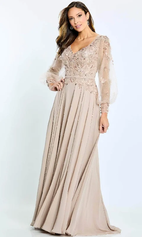 Lighten Up With Nordic Styles Montage by Mon Cheri M505 - Long Sleeve A-line Long Dress