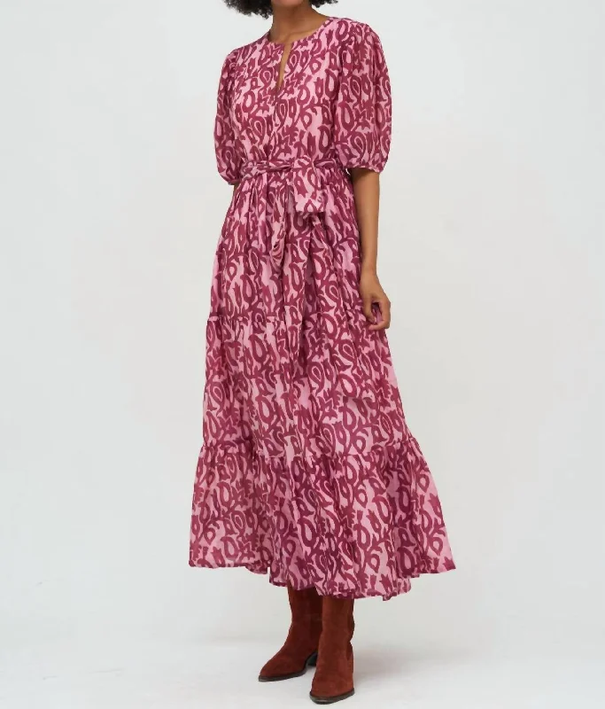 Fashion Sale Puff Sleeve V-Neck Maxi Dress In Sonoma/raisin