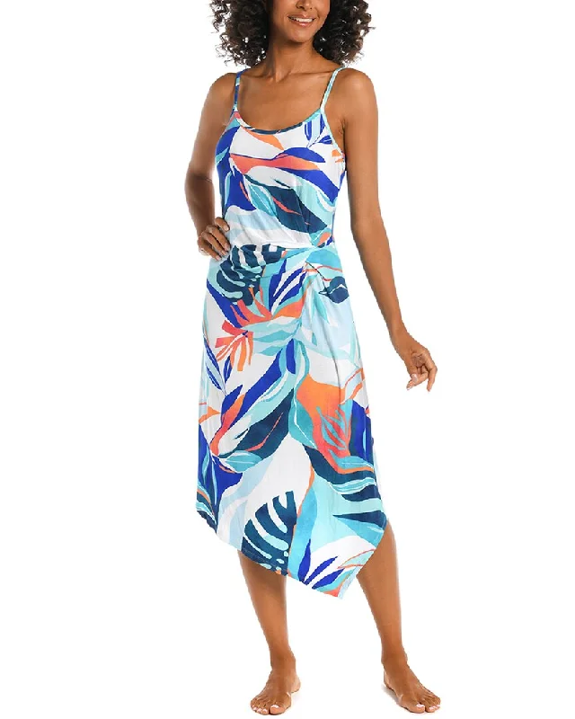 Mother'S Day Special La Blanca Coastal Palms Asymmetrical Draped Midi Dress