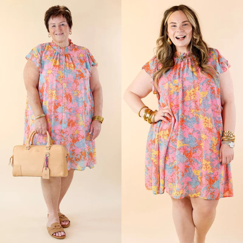 Limited - Time Bundle Out On The Town Ruffle Sleeve Floral Dress in Light Pink