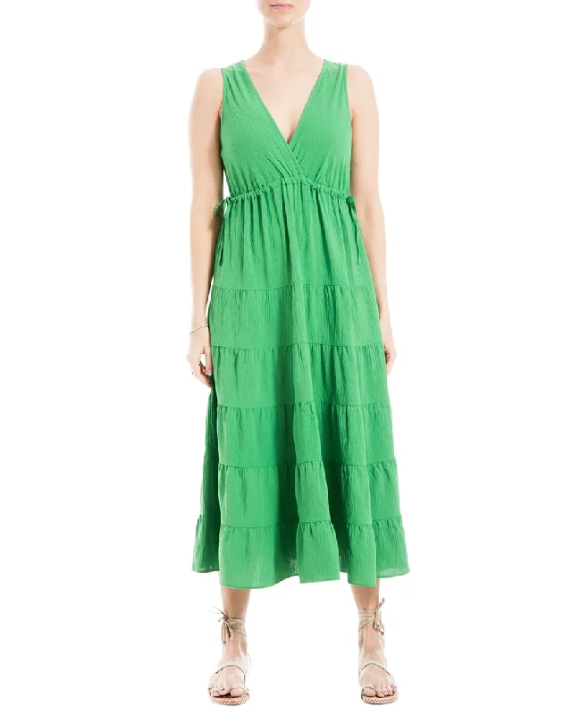 Summer Fashion Max Studio Sleeveless V-Neck Tiered Maxi Dress