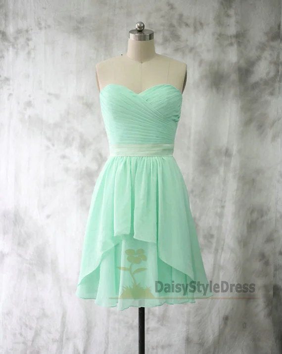 Limited-Time Offer Knee Length Mint Green Bridesmaid Dress with Sash