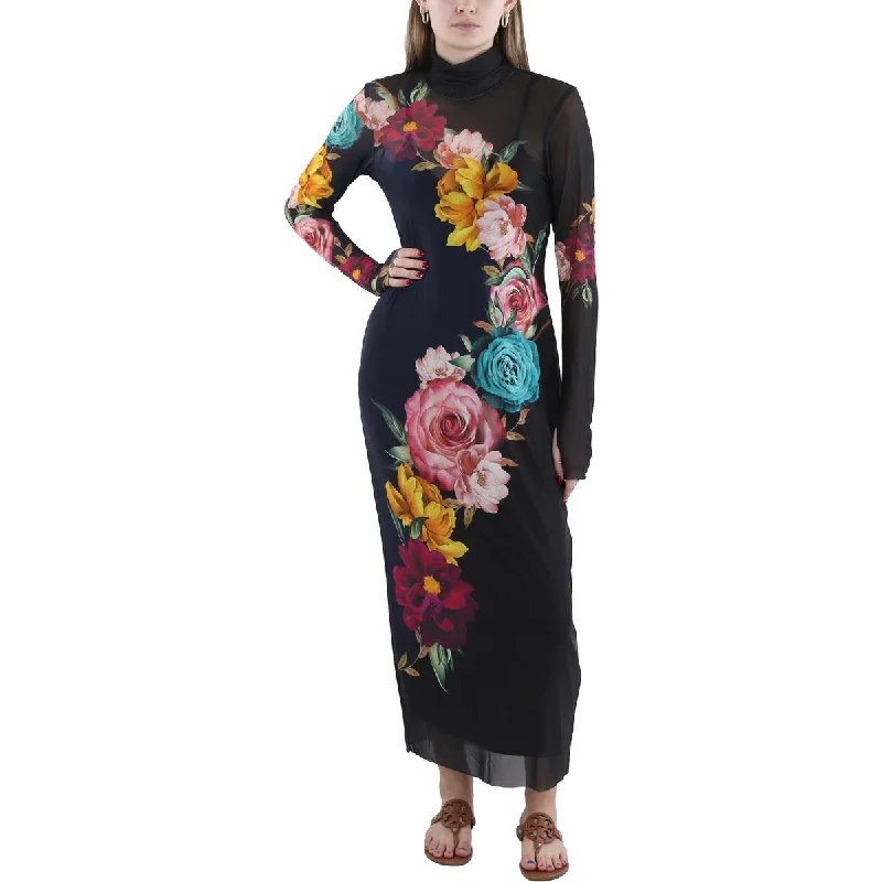 Cool Prices Shailene Womens Floral Print Turtleneck Maxi Dress