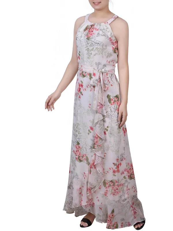 Stylish Spring Fashion Petites Womens Chiffon Maxi Dress