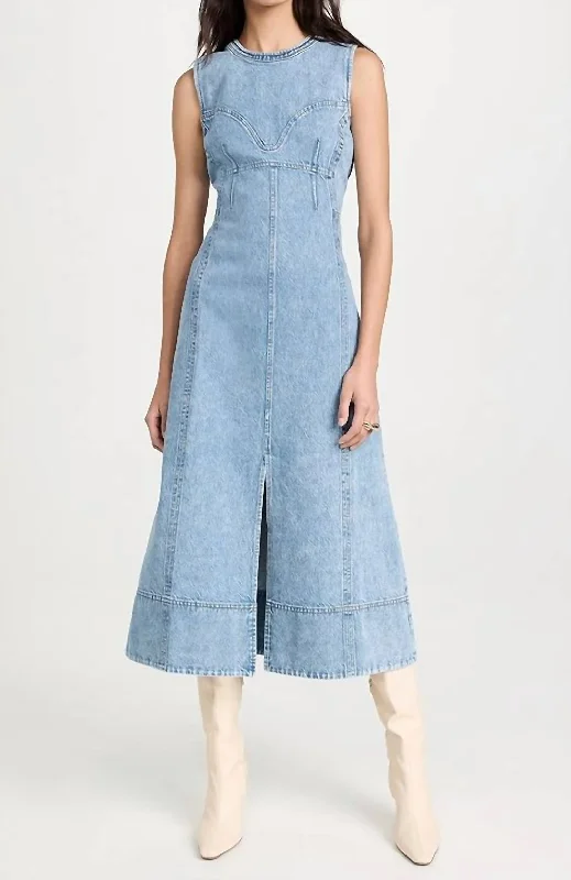 Seasonal Trends Marion Denim Midi Dress In Blue