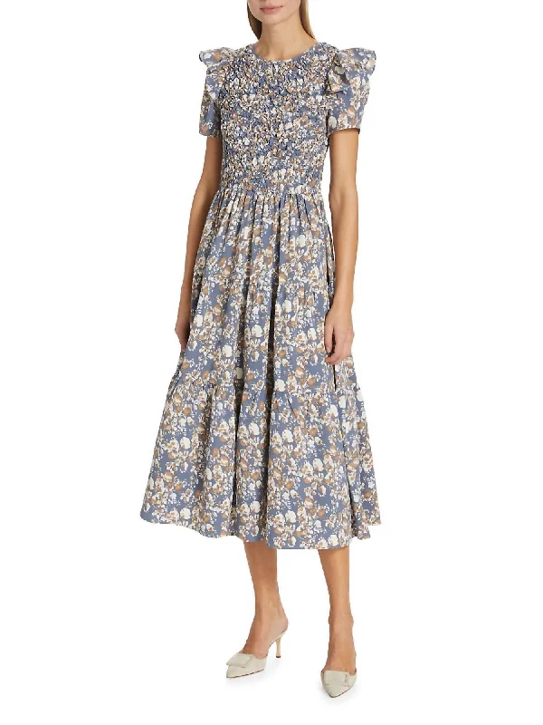 Trendy Styles Loire Floral Midi Dress In Vintage Blue