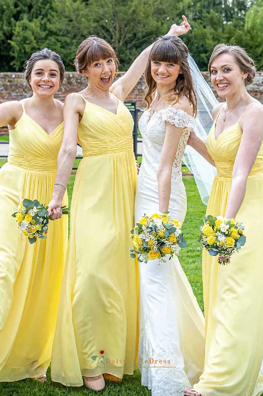 Father'S Day Deals Simple Full Length Yellow Bridesmaid Dress