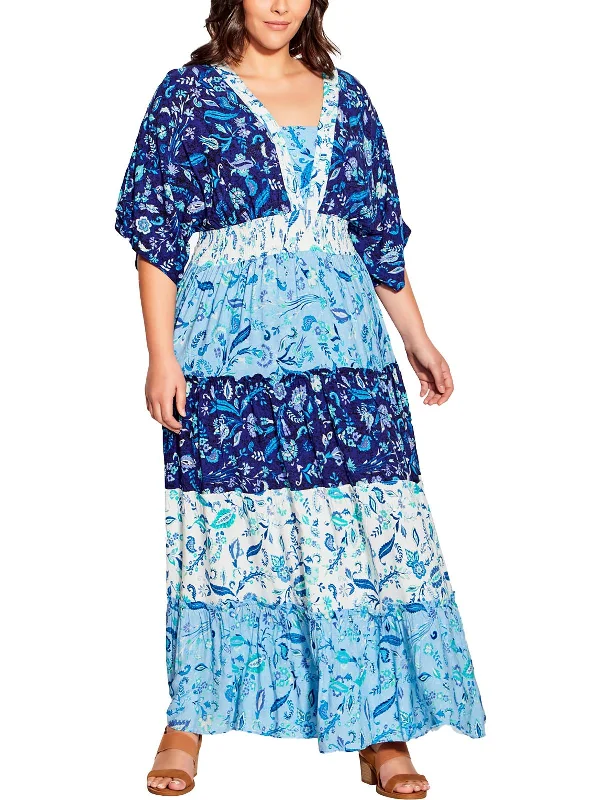 Big Savings Plus Womens Smocked Long Maxi Dress