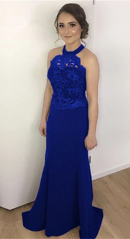 Spring Fashion halter prom dress,mermaid prom dresses,mermaid evening gown ,royal blue prom dresses cg3009