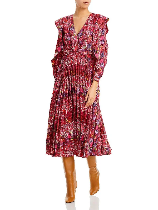 Discounts On Casual Weekend Styles Crishelle Womens Floral Print Ruffled Midi Dress