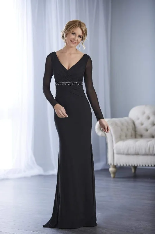 Fashion Forward Christina Wu Elegance - Beaded Empire Long Sleeve Jersey Dress 17845 - 1 pc Hunter In Size 6 Available