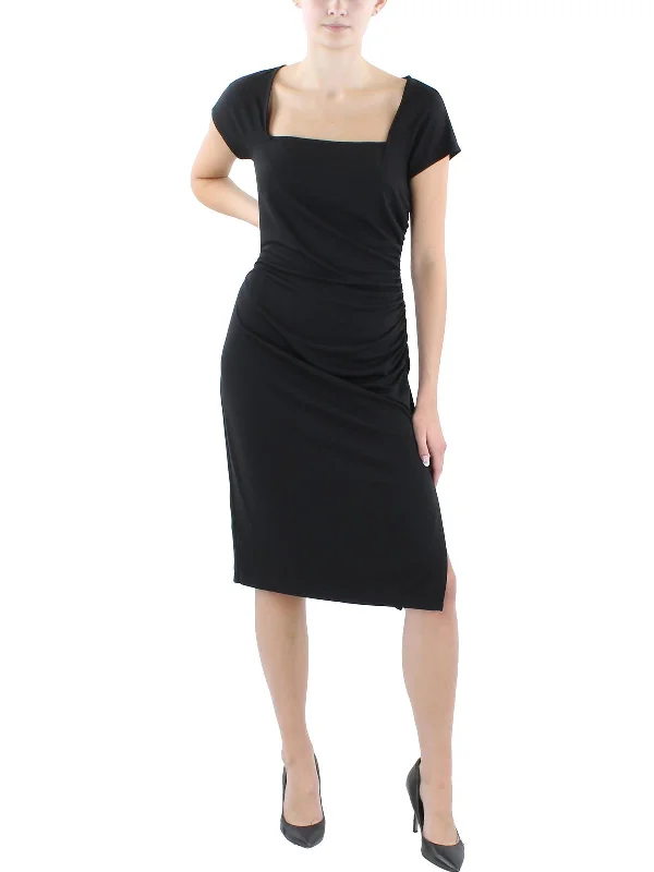 Wardrobe Refresh Womens Square Neck Cap Sleeve Midi Dress