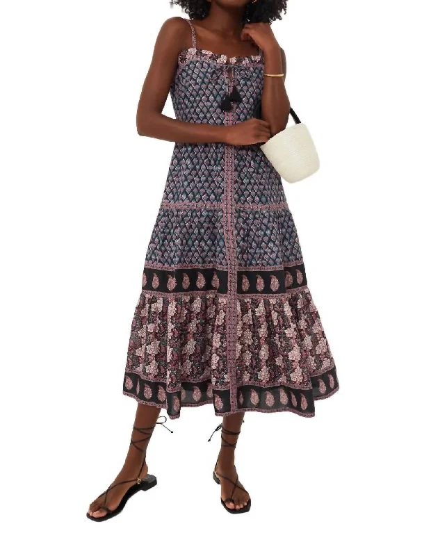 Stylish Savings Donna Print Sleeveless Midi Dress In Multi