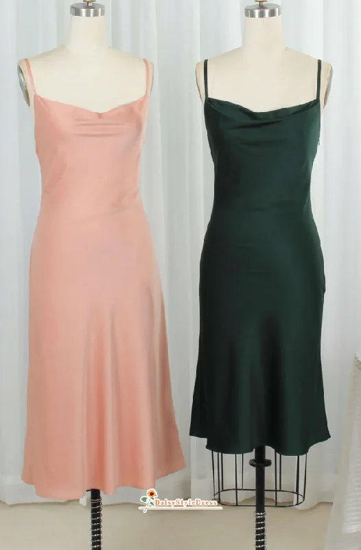 Clearance Event Simple Tea Length Fit and Flare Bridesmaid Dress