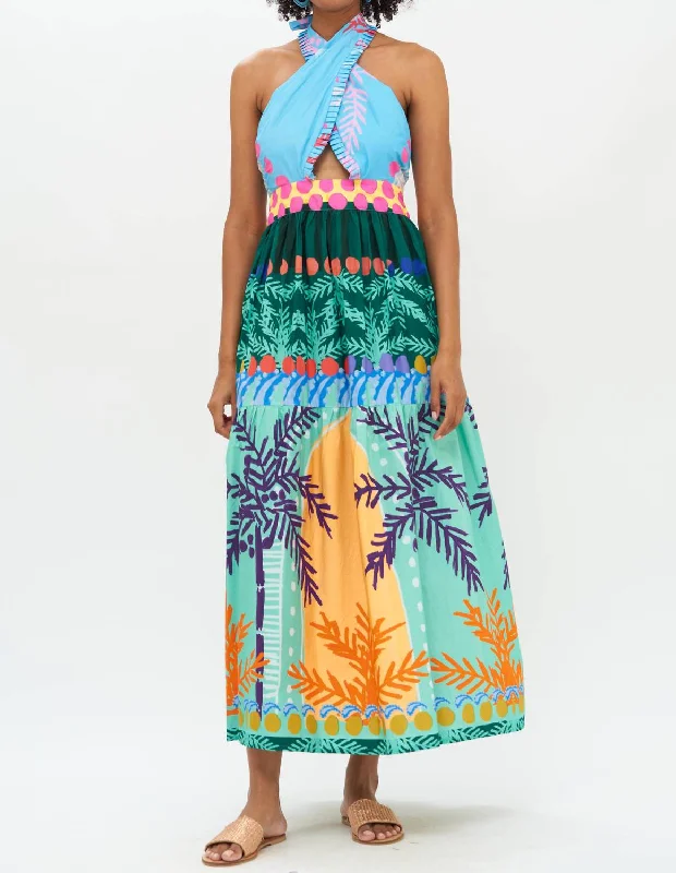 Fashionista Favorites Cross Front Maxi Dress In Aqua