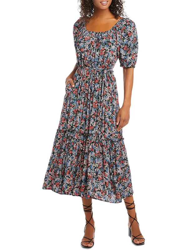 Big Savings On Rustic Countryside Styles Folk Tale Womens Floral Tiered Midi Dress