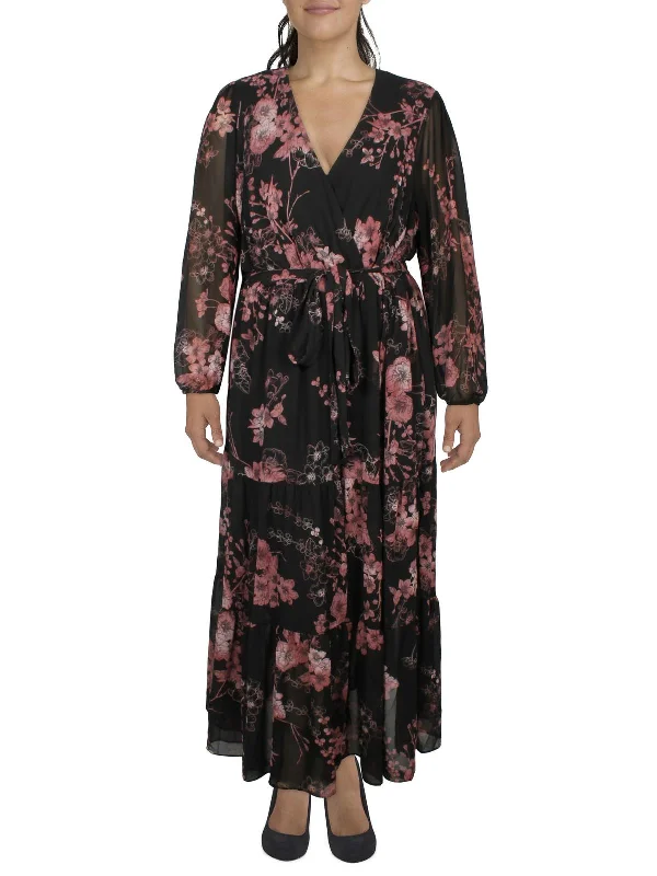 Clearance Event Womens Floral Print Polyester Maxi Dress