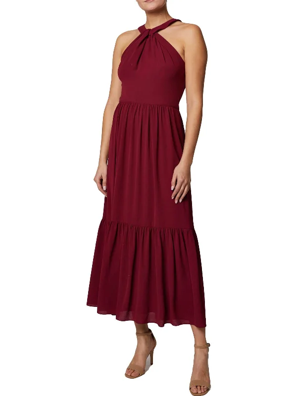 Latest Fashion Womens Textured Halter Neck Maxi Dress