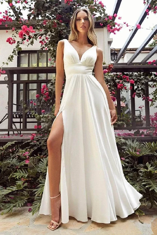 Lighten Up With Nordic Styles Ladivine 7469W - Soft Satin A-Line Bridal Gown